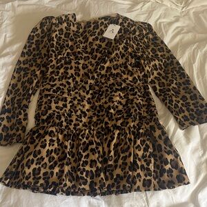 Leopard Print Peplum dress - Brown & Black